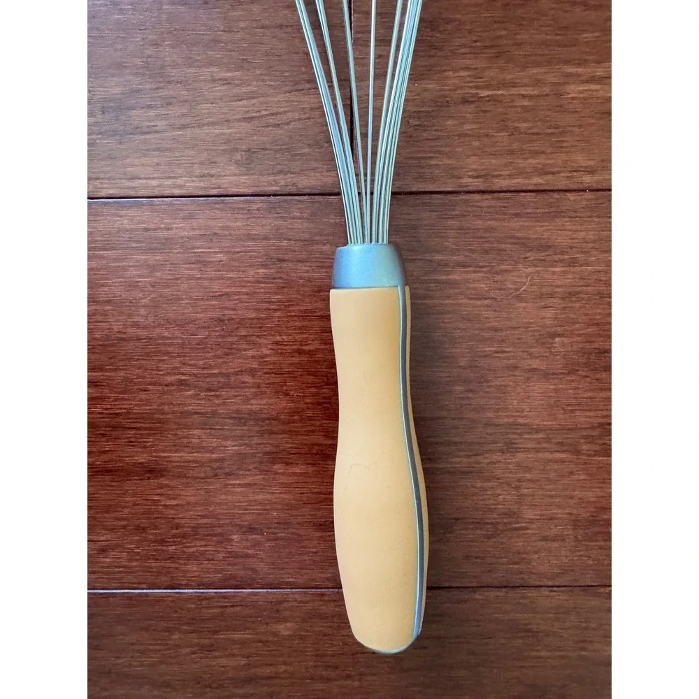 Wilton French Whisk Stainless Steel Wire Slender Sauce Whisk Tan Handle